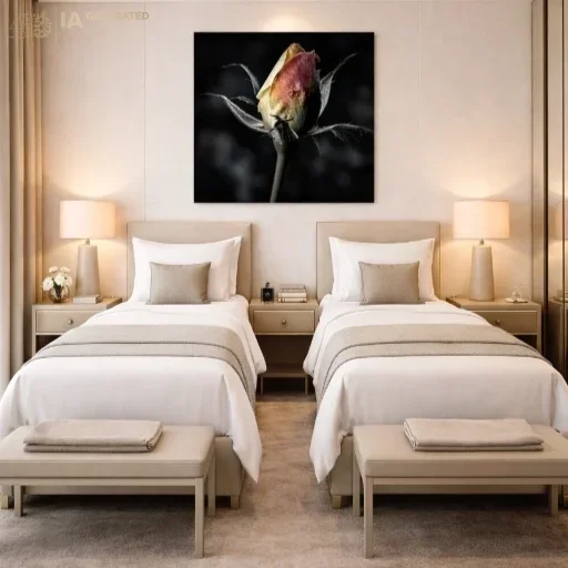 Rose in Shadow - Rose in Shadow canvas print displayed in an elegant contemporary interior