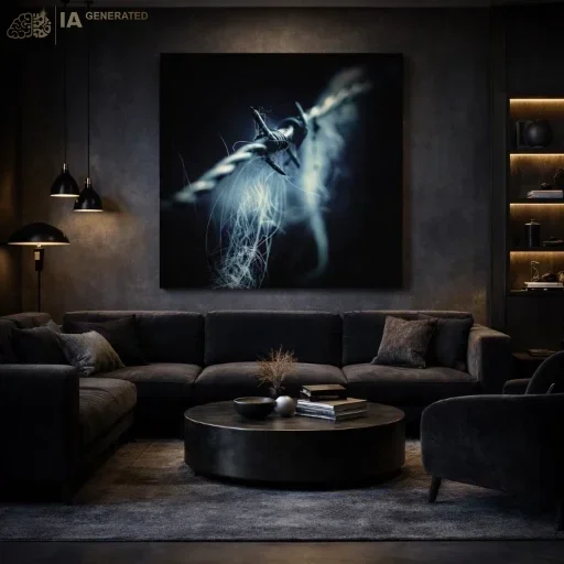 Étreinte nouée - Œuvre photographique Étreinte nouée installée sur un mur d'un intérieur design contemporain
