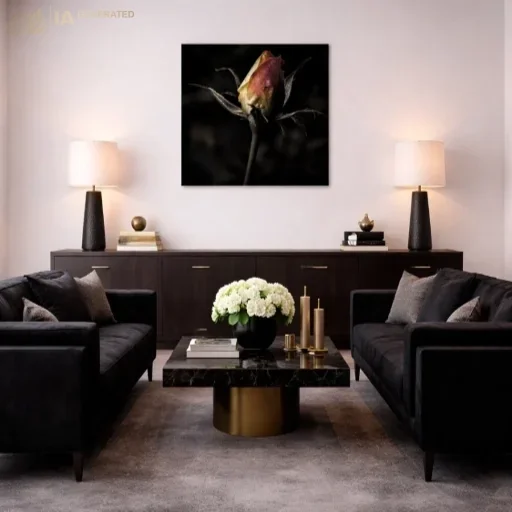 Rose dans l'ombre - Gros plan sur les contours d'un bouton floral effleuré par une lumière douce, série Breath Of Time
